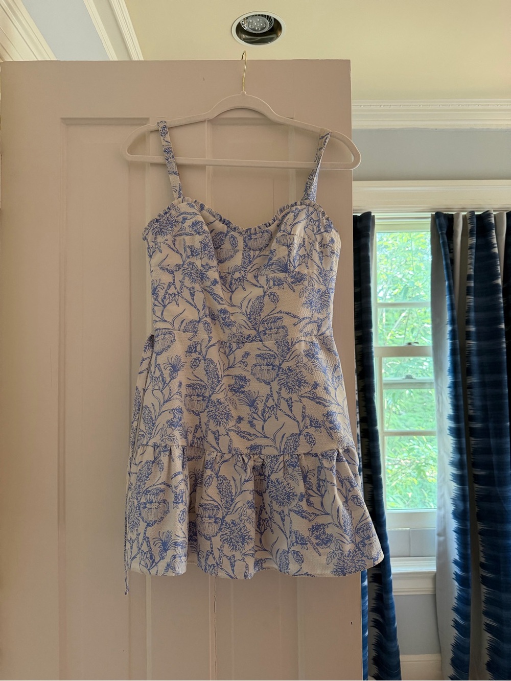 Amanda Uprichard Blue and White Floral Mini Dress